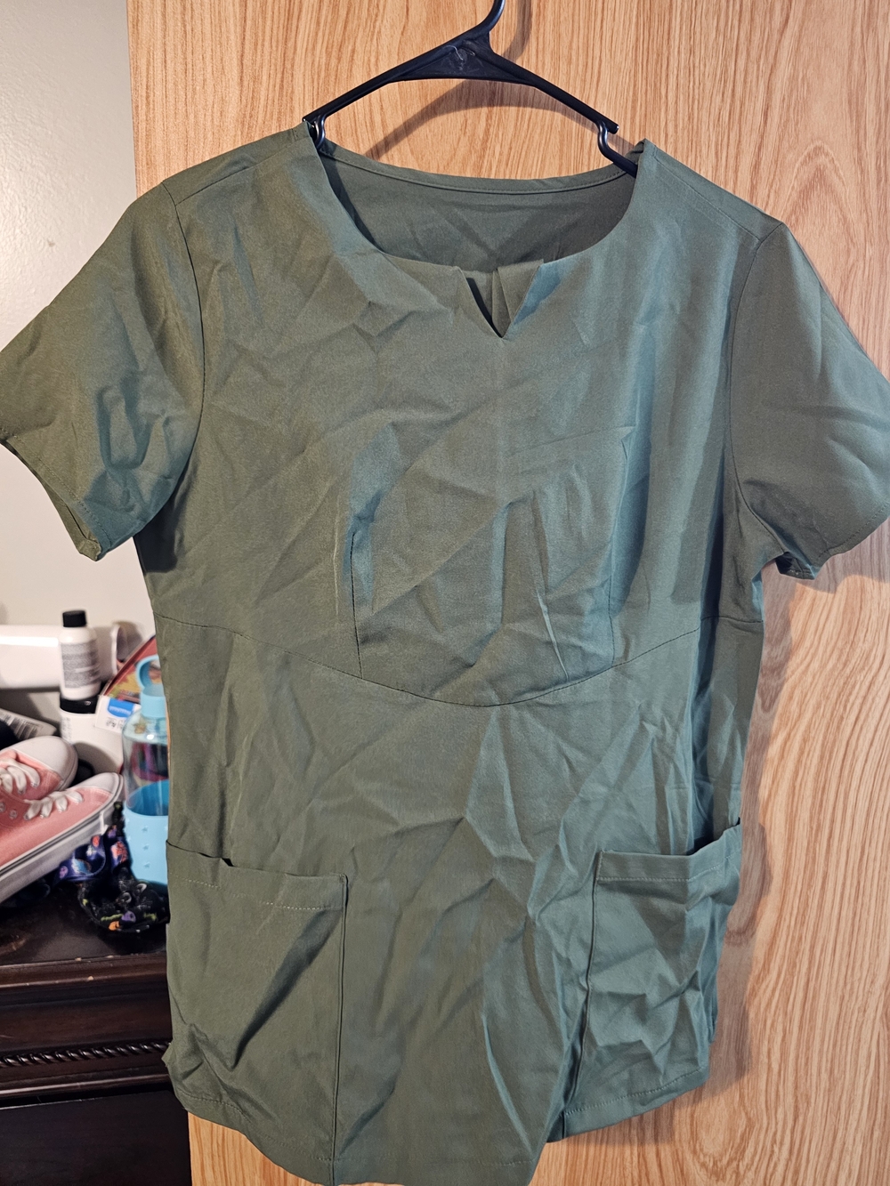 Women's Short-Sleeve Olive Green Scrub Set